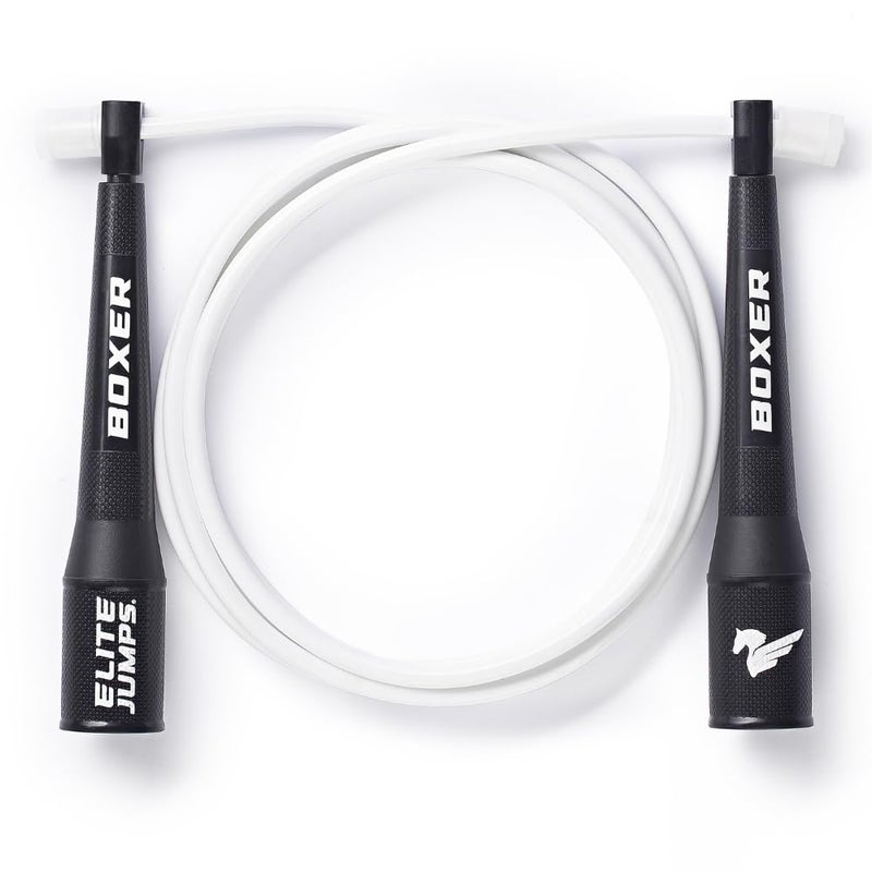 EliteSRS 10 Foot Outdoor Rated 5Mm Pvc  Boxer Jump Rope 3.0 with Smooth Action Polymer Handles and Ergonomic Slip-Resistant Dimpled Grips White - Image 1